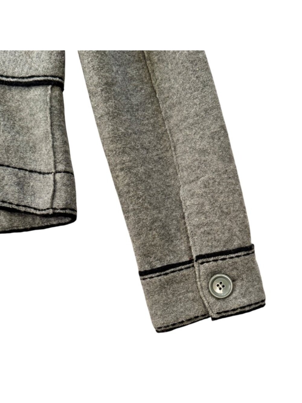 Talbot's Merino Wool Cardigan Jacket Medium Petite Grey Military Dark Academia - Picture 7 of 13